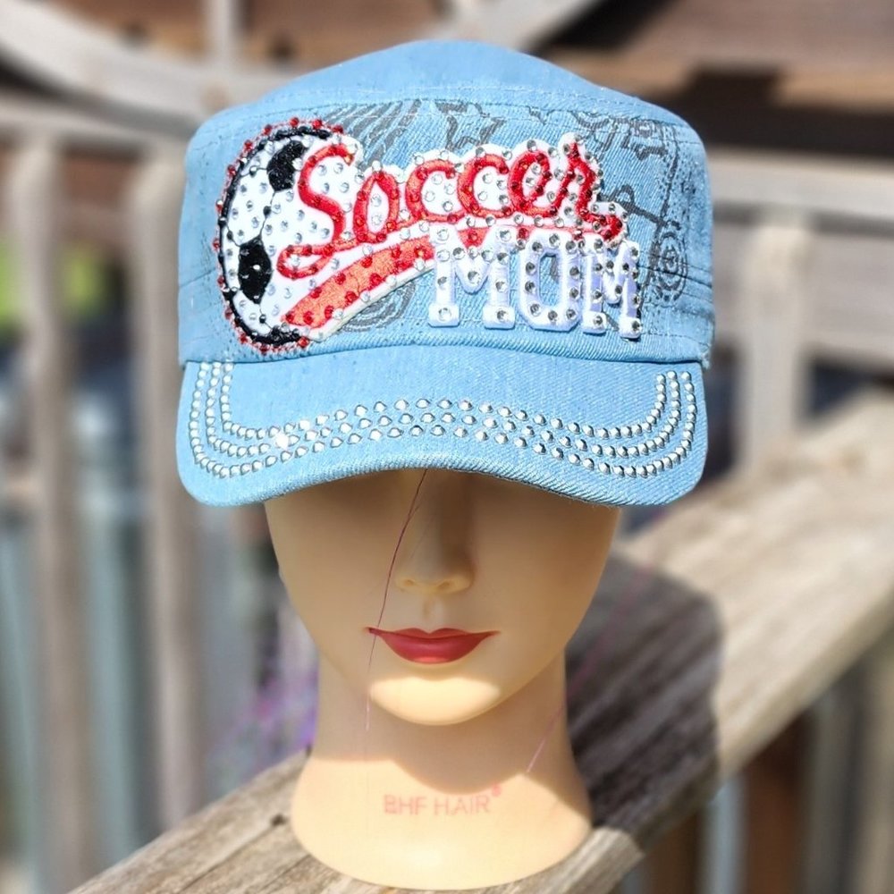 Ladies Blue Denim BLING Hat NEW